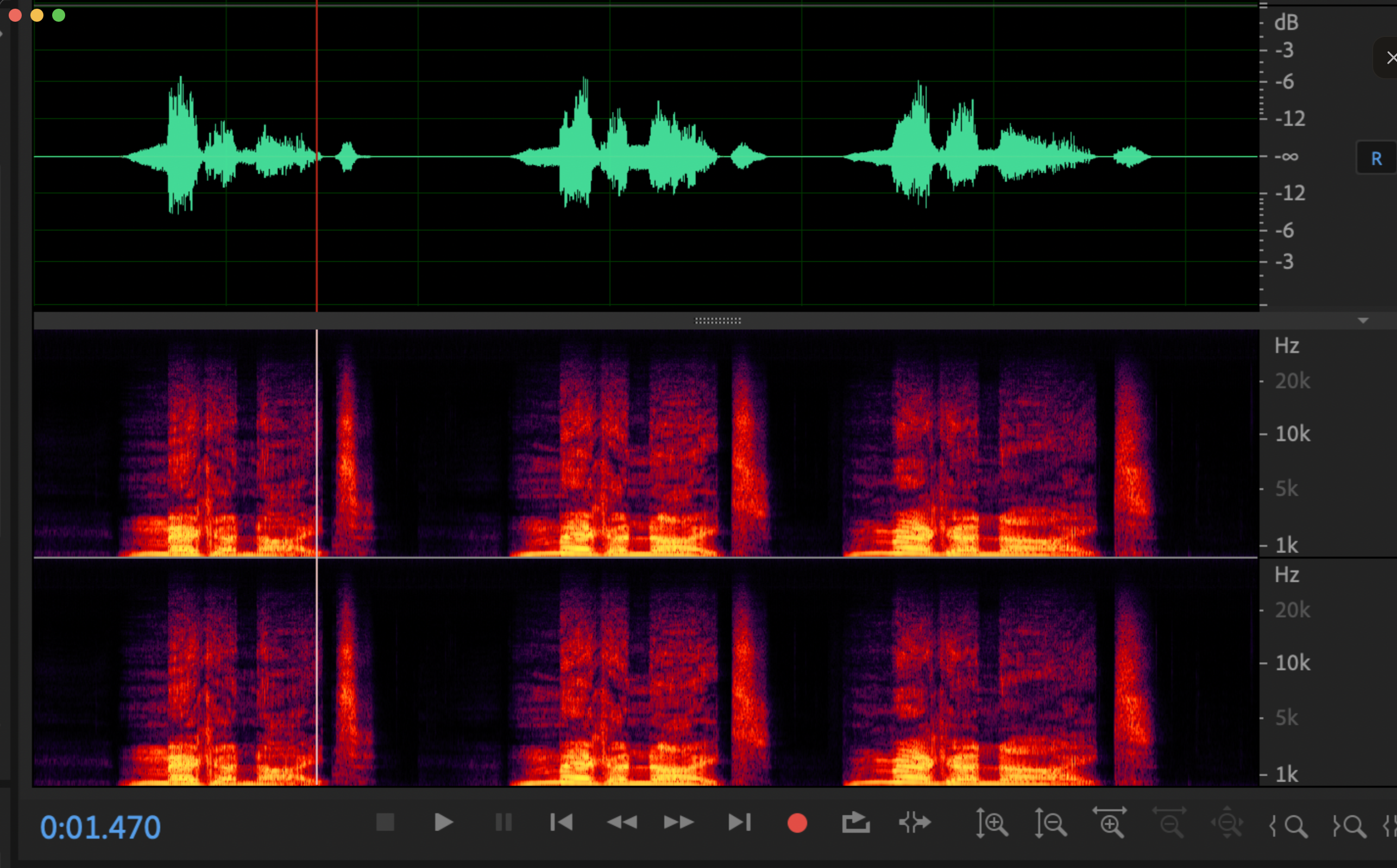 Spectrogram of a raw booth recording